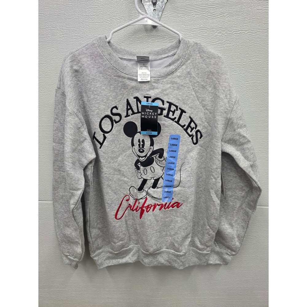 Disney Mickey Mouse Los Angeles California Sweatshirt Heather Grey Large NWT